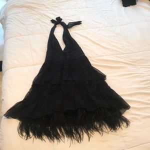 Beautiful feather fringe & tiered halter dress